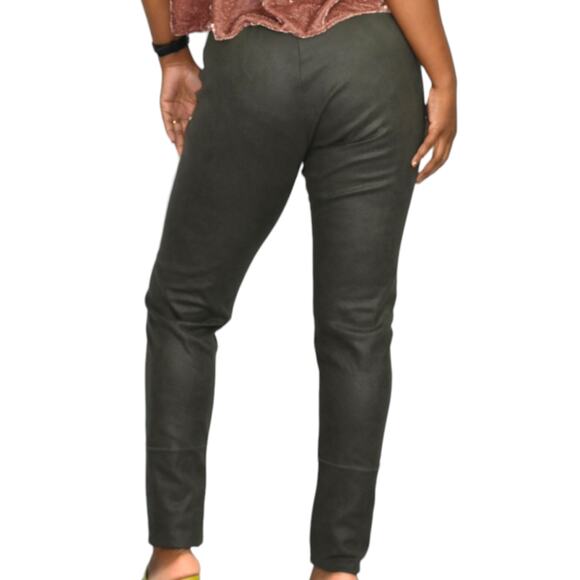 Pete Greta Myra Leggings Green Faux Suede Stretch Slouchy Johnny Was Size Small - Picture 2 of 15